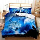 Blue Wolf Howling Theme Bedding
