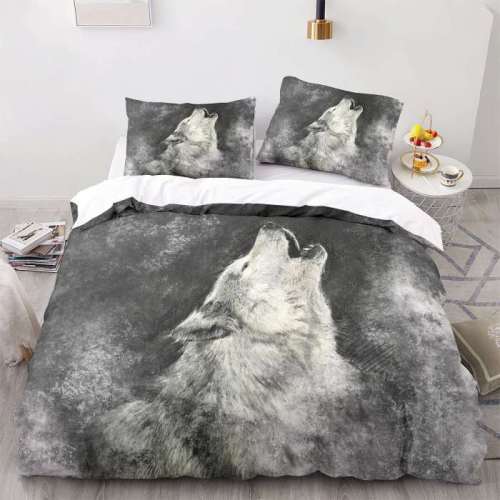 3D Howling Wolf Bedding