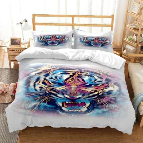 White Tiger Face Bed Covers
