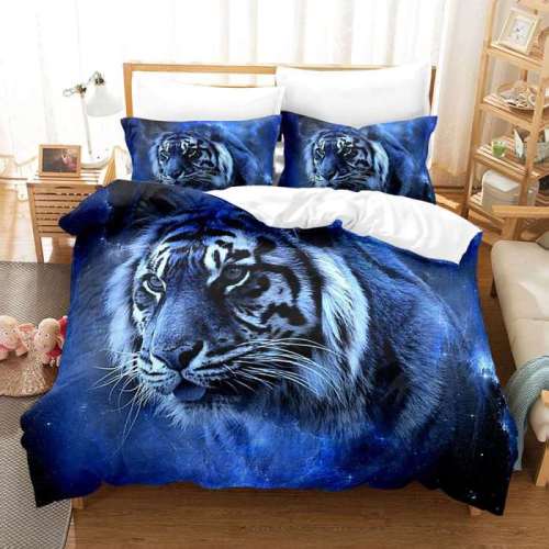 Tiger Themed Blue Bedding