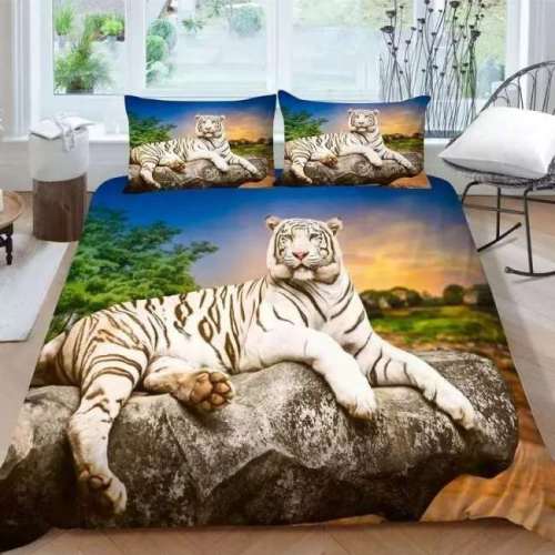 White Tiger Bed Cover