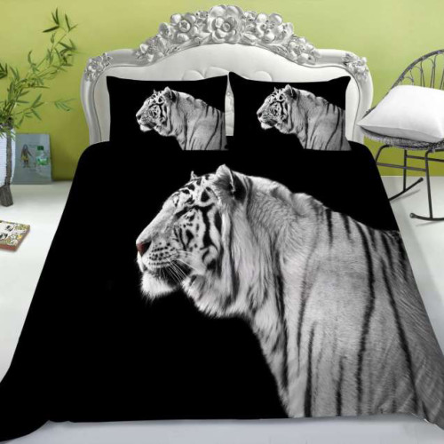 Tiger Printed Black Bedding