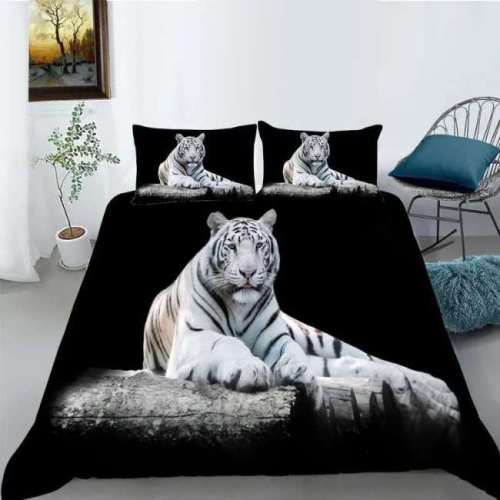 White Tiger Bed Cover