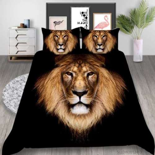 Lion Head Black Bed Sets