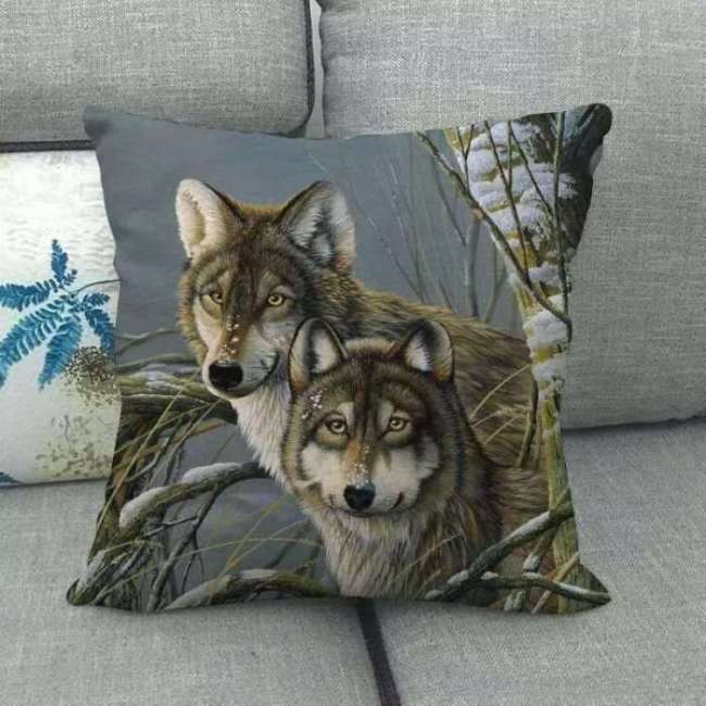 Wolf Couples Throw Pillowcase