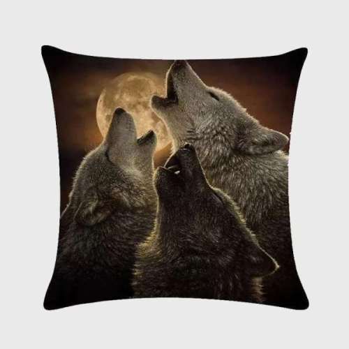 Three Wolves Howl Throw Pillowcase