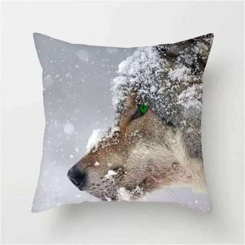 Snow Wolf Throw Pillowcase