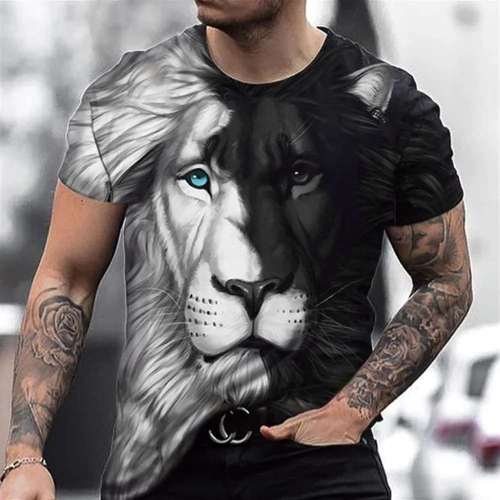 Black White Lion Tee Shirt