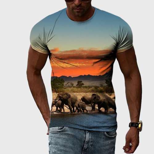 Elephant Packs Print T-Shirt