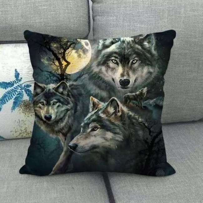 Wolf Packs Moon Throw Pillowcase