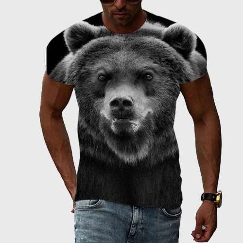 Black 3D Bear Tee Shirt
