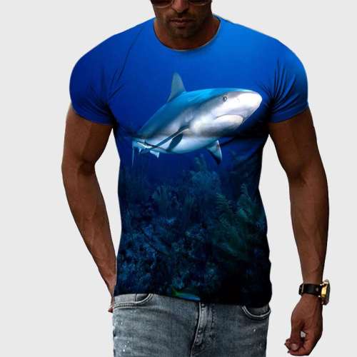 Family Matching T-shirt Blue Shark Print T-Shirt
