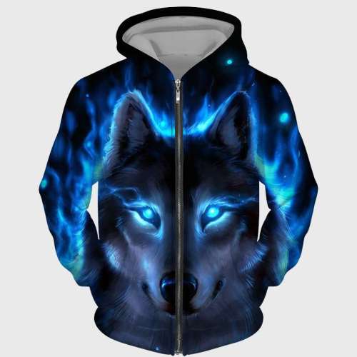 Blue Wolf Face Jacket