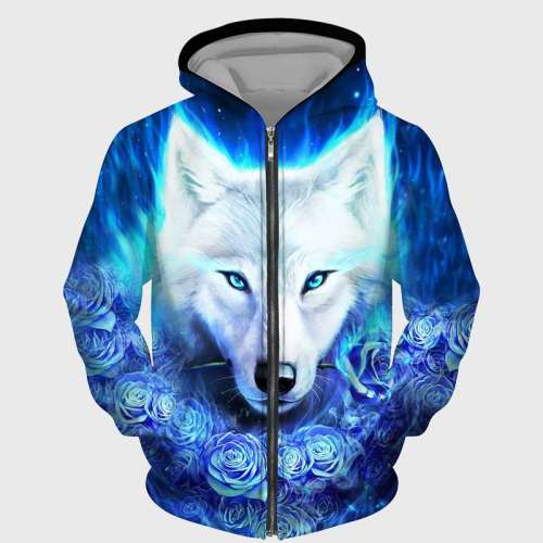 Blue Wolf Rose Jacket
