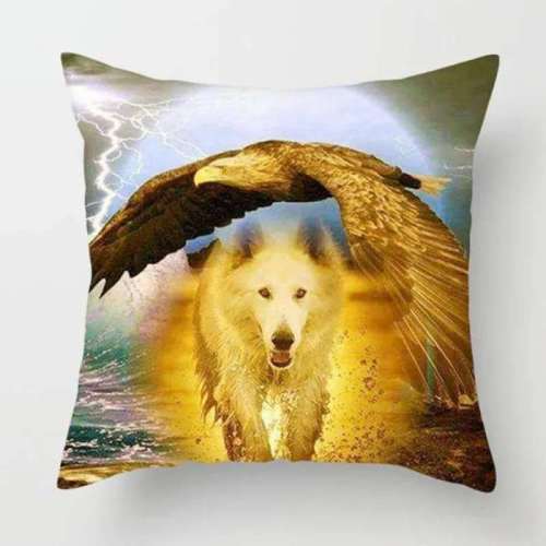 Wolf Eagle Pillow Cover