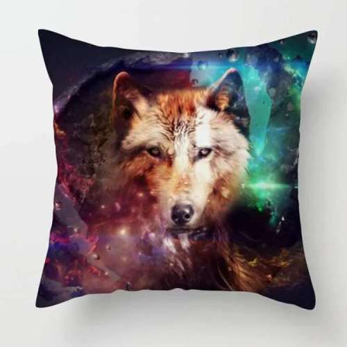 Galaxy Wolf Pillow Cover