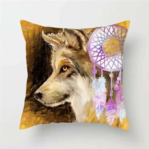 Dreamcatcher Wolf Pillow Case
