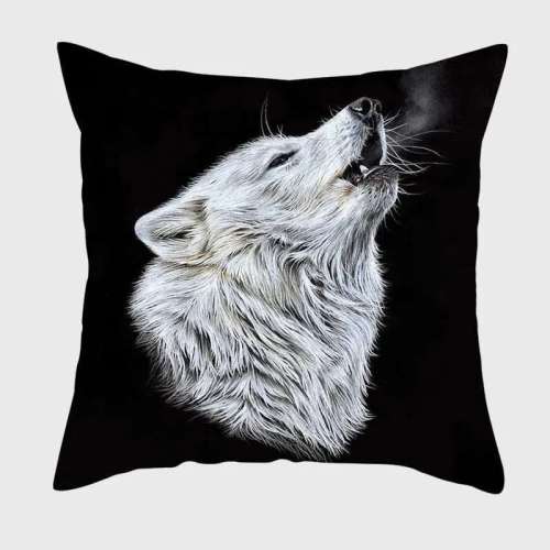 Black Wolf Cushion Cover