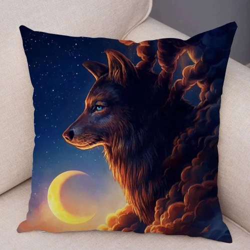 Wolf Moon Print Pillowcase
