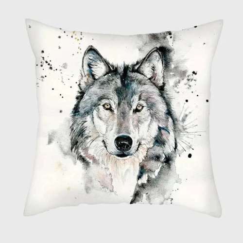 White Wolf Face Cushion Case