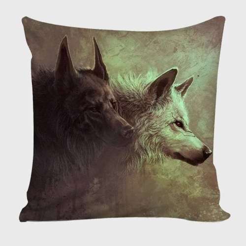 Wolf Couples Cushion Cover