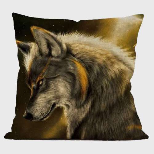 Wolf Galaxy Print Cushion Cover