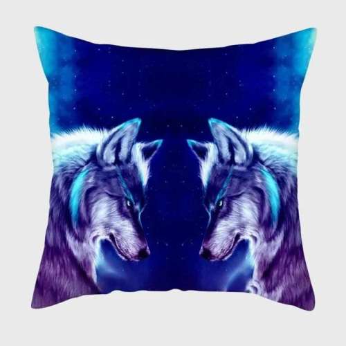Double Wolf Print Pillowcase