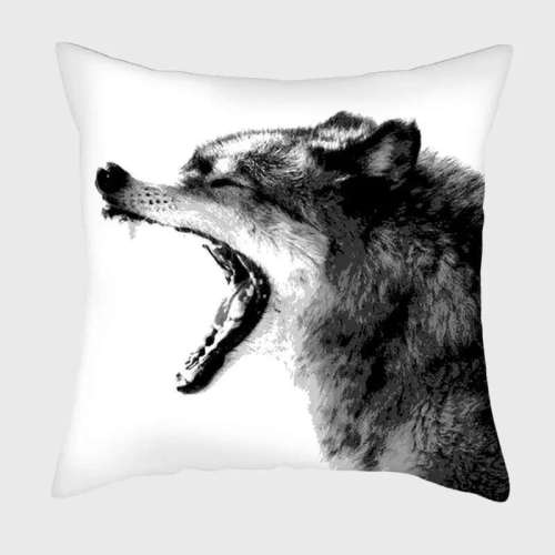 White Wolf Print Pillowcase