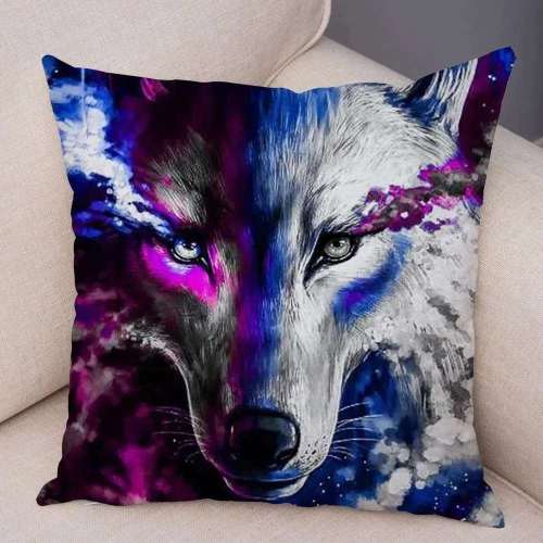 Galaxy Wolf Print Pillowcase