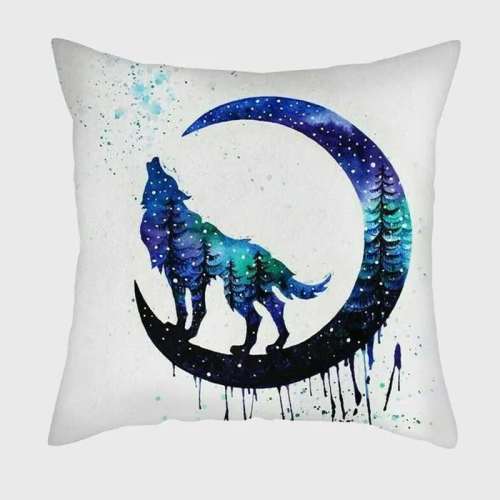 White Wolf Moon Cushion Case