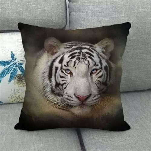 White Tiger Print Pillowcase