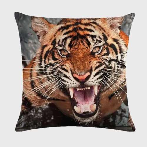 Angry Tiger Print Pillowcase