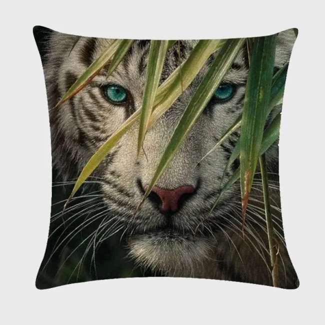 White Tiger Face Print Pillowcase
