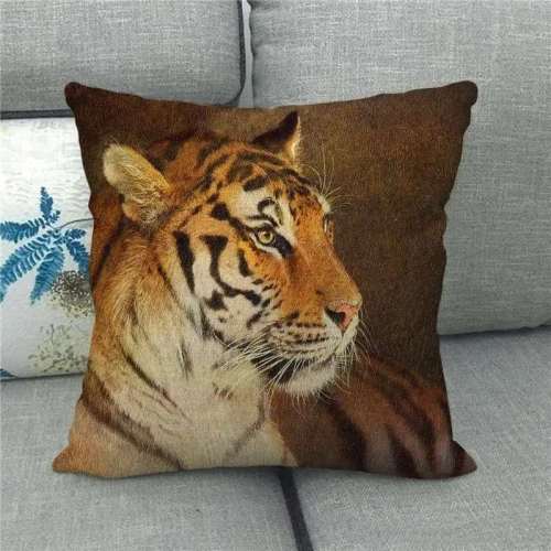 Tiger Print Throw Pillowcase