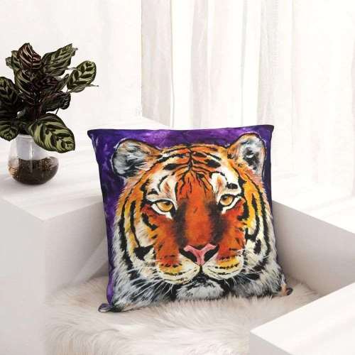 Tiger Print Throw Pillowcase