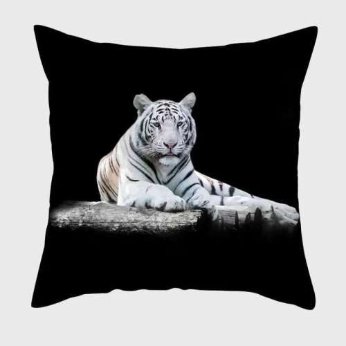 Black Tiger Print Throw Pillowcase