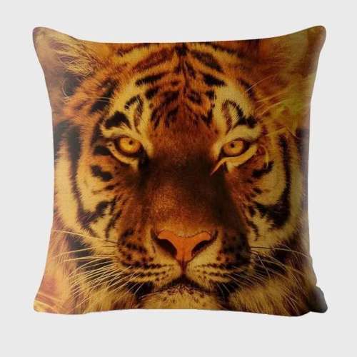 Tiger Head Print Cushion Cover
