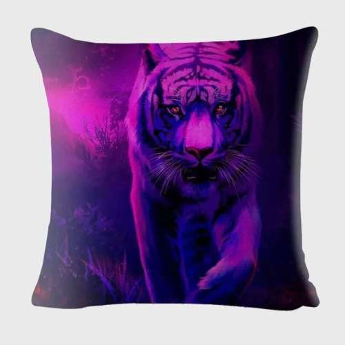 Purple Tiger Print Cushion Cover