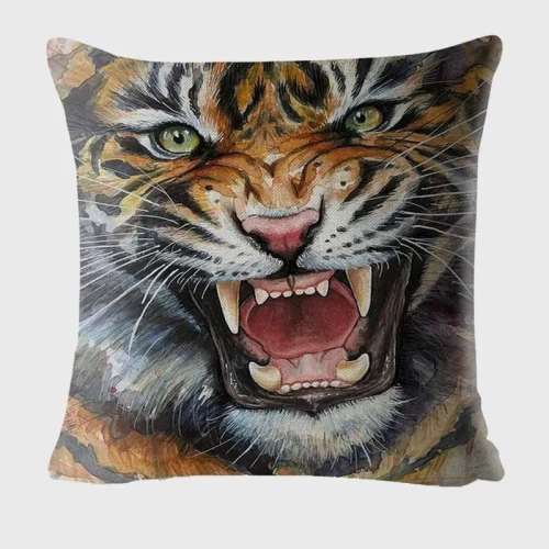 Scary Tiger Print Cushion Cover
