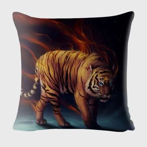 Fire Tiger Print Cushion Cover