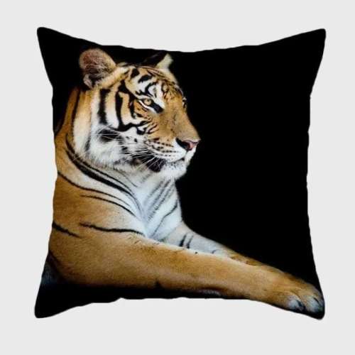 Black Tiger Print Pillow Cover