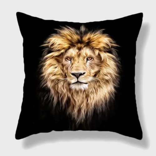 Black Lion Head Pillow Case