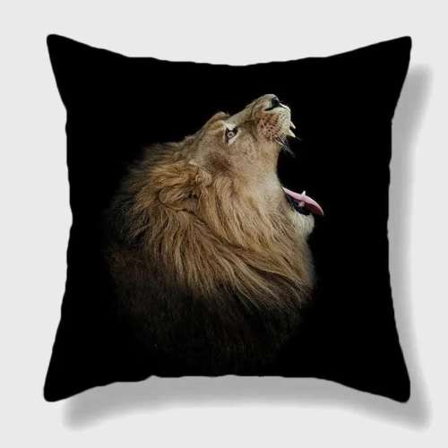 Black Lion Head Pillow Case