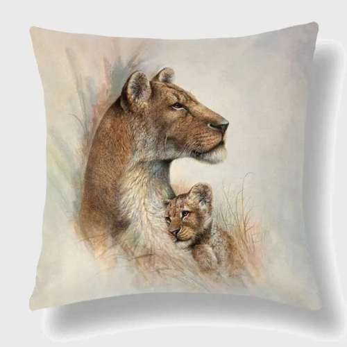 Mom And Cub Lion Pillowcase
