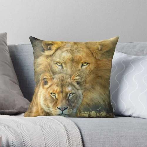 Lion Couples Print Cushion Covers