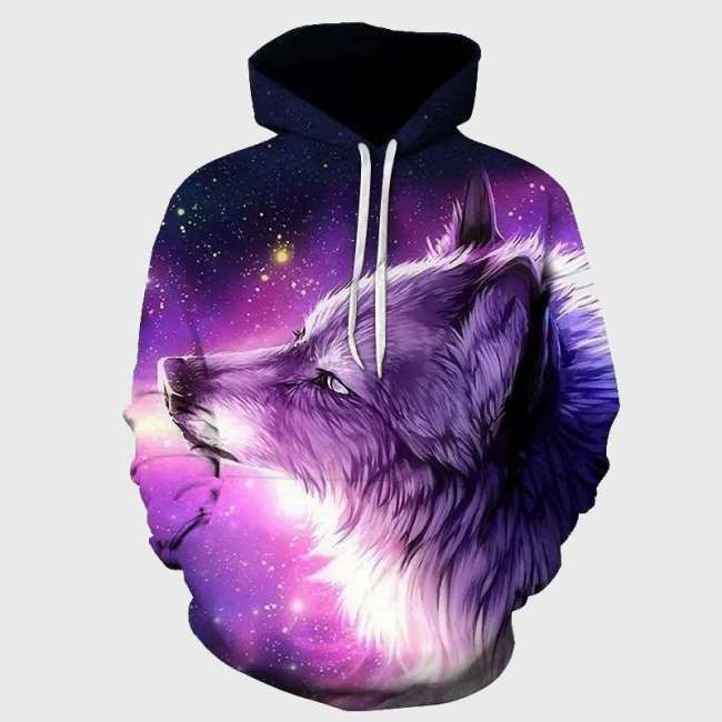 Purple Galaxy Wolf Hoodie
