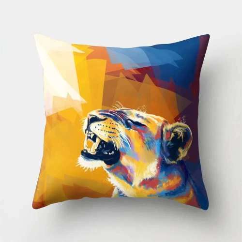 Geometric Lion Cushion Case