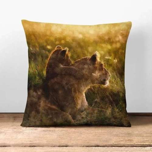 Mom And Cub Lion Print Pillowcase