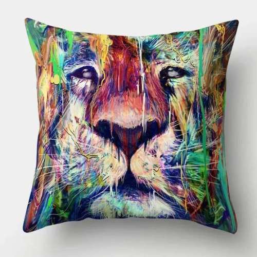 Colorful Lion Face Pillowcase