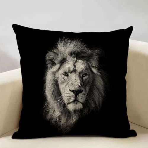Black Lion Print Cushion Covers